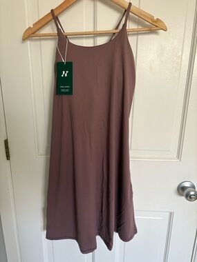 HALARA Dusty Mauve Slip Dress with Spaghetti Straps